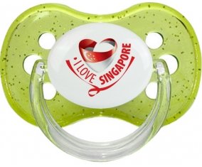 I Love Singapore Sucette Cerise Vert à paillette