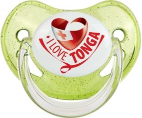 I Love Tonga Sucette Physiologique Vert à paillette