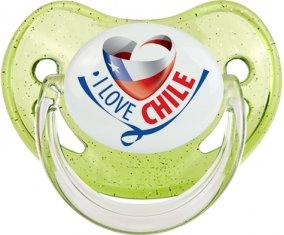I Love Chile Sucete Physiologique Vert à paillette