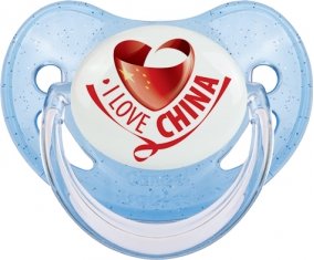 I Love China Sucette Physiologique Bleue à paillette