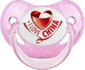 I Love China Sucette Physiologique Rose à paillette