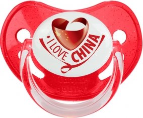 I Love China Sucette Physiologique Rouge à paillette