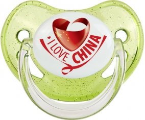 I Love China Sucette Physiologique Vert à paillette