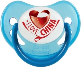 I Love China Sucette Physiologique Bleue phosphorescente