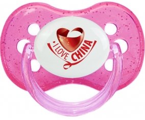 I Love China Sucette Cerise Rose à paillette