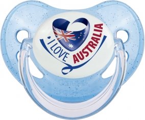I Love Australia Sucette Physiologique Bleue à paillette
