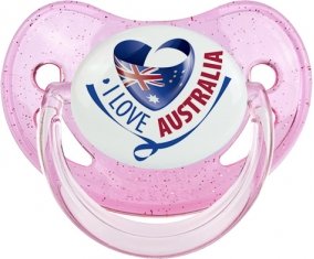 I Love Australia Sucette Physiologique Rose à paillette