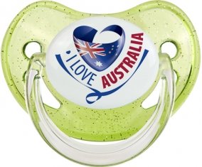 I Love Australia Sucette Physiologique Vert à paillette