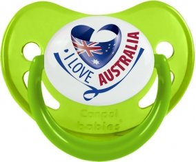 I Love Australia Sucette Physiologique Vert phosphorescente