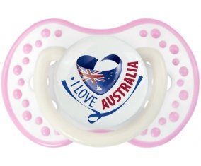 I Love Australia Sucette LOVI Dynamic Blanc-rose phosphorescente