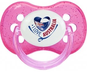 I Love Australia Tétine Cerise Rose à paillette