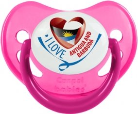I Love Antigua and Barbuda Tétine Physiologique Rose phosphorescente