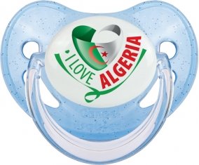 I Love Algeria Sucette Physiologique Bleue à paillette
