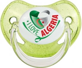 I Love Algeria Sucette Physiologique Vert à paillette