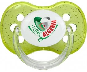 I Love Algeria Sucette Cerise Vert à paillette
