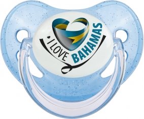 I Love Bahamas Sucette Physiologique Bleue à paillette