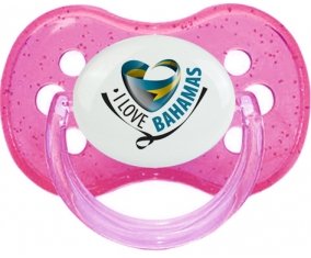 I Love Bahamas Tétine Cerise Rose à paillette