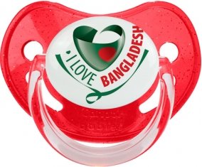I Love Bangladesh Tétine Physiologique Rouge à paillette