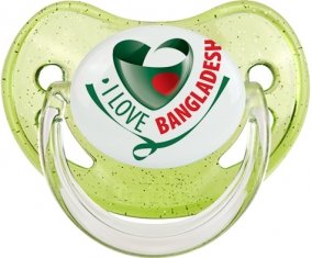I Love Bangladesh Tétine Physiologique Vert à paillette