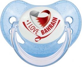 I Love Bahrain Sucette Physiologique Bleue à paillette