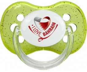 I Love Bahrain Sucette Cerise Vert à paillette