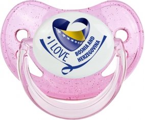 I Love Bosnia and Herzegovina Sucette Physiologique Rose à paillette