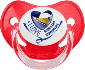I Love Bosnia and Herzegovina Sucette Physiologique Rouge à paillette