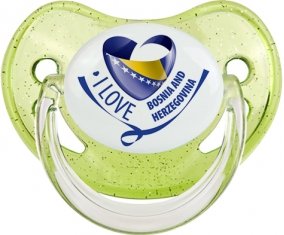 I Love Bosnia and Herzegovina Sucette Physiologique Vert à paillette