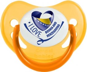 I Love Bosnia and Herzegovina Sucette Physiologique Jaune phosphorescente