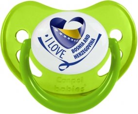 I Love Bosnia and Herzegovina Sucette Physiologique Vert phosphorescente