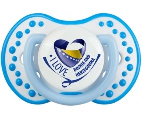I Love Bosnia and Herzegovina Sucette LOVI Dynamic Blanc-bleu phosphorescente