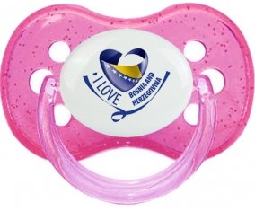I Love Bosnia and Herzegovina Tétine Cerise Rose à paillette