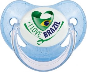 I Love Brazil Tétine Physiologique Bleue à paillette