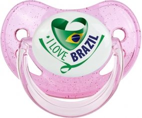 I Love Brazil Tétine Physiologique Rose à paillette