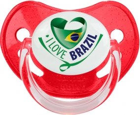 I Love Brazil Tétine Physiologique Rouge à paillette