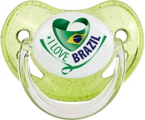 I Love Brazil Tétine Physiologique Vert à paillette