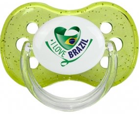 I Love Brazil Sucete Cerise Vert à paillette