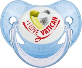 I Love Vatican Sucette Physiologique Bleue à paillette