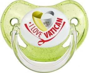I Love Vatican Sucette Physiologique Vert à paillette