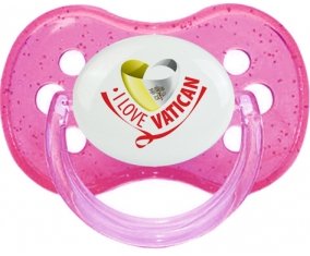 I Love Vatican Sucette Cerise Rose à paillette