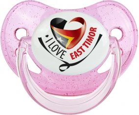 I Love East Timor Sucette Physiologique Rose à paillette