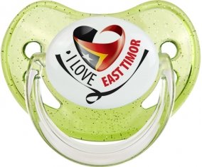 I Love East Timor Sucette Physiologique Vert à paillette