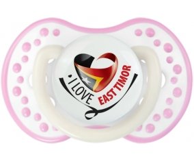 I Love East Timor Sucette LOVI Dynamic Blanc-rose phosphorescente