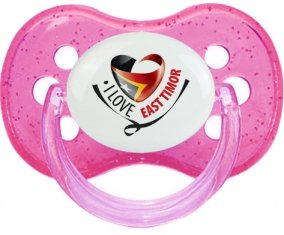 I Love East Timor Tétine Cerise Rose à paillette
