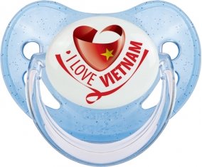 I Love Vietnam Tétine Physiologique Bleue à paillette