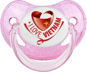 I Love Vietnam Tétine Physiologique Rose à paillette