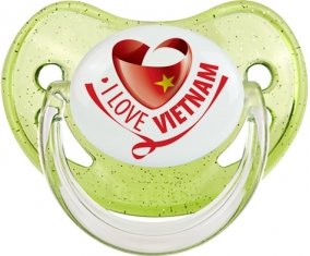 I Love Vietnam Tétine Physiologique Vert à paillette