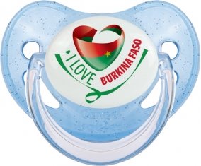 I Love Burkina Faso Sucette Physiologique Bleue à paillette