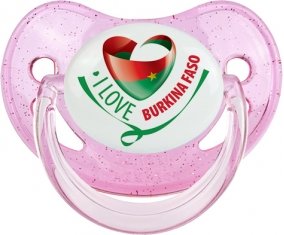 I Love Burkina Faso Sucette Physiologique Rose à paillette