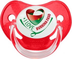 I Love Burkina Faso Sucette Physiologique Rouge à paillette